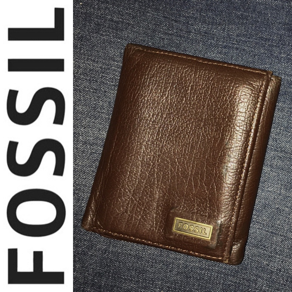 FOSSIL dark brown men’s trifold wallet